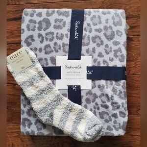 Splendid Leopard Print Throw and Bare Cozy Socks